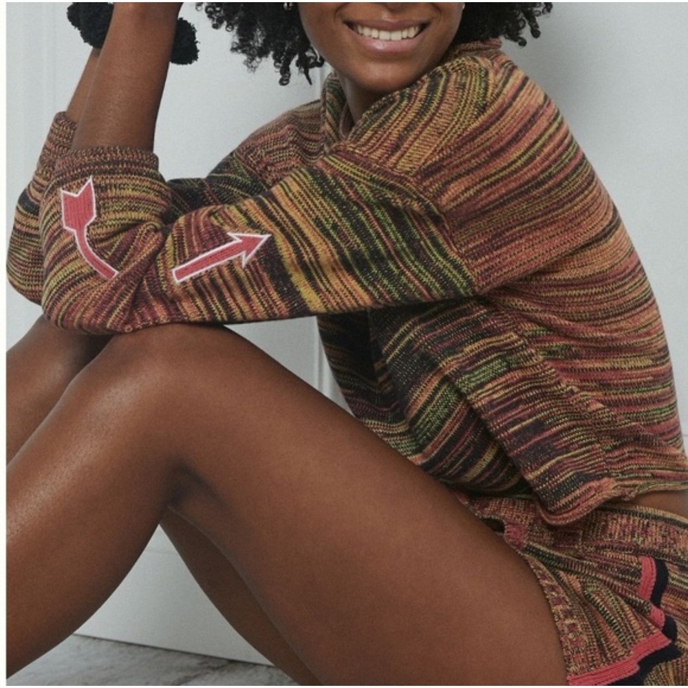 Anthropologie The Upside‎ Nitara Knit Cropped Sweater XXS/XS Arrow Detail